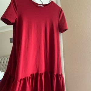 Zara red midi dress size small, with ruffle details on the bottom. Bought online